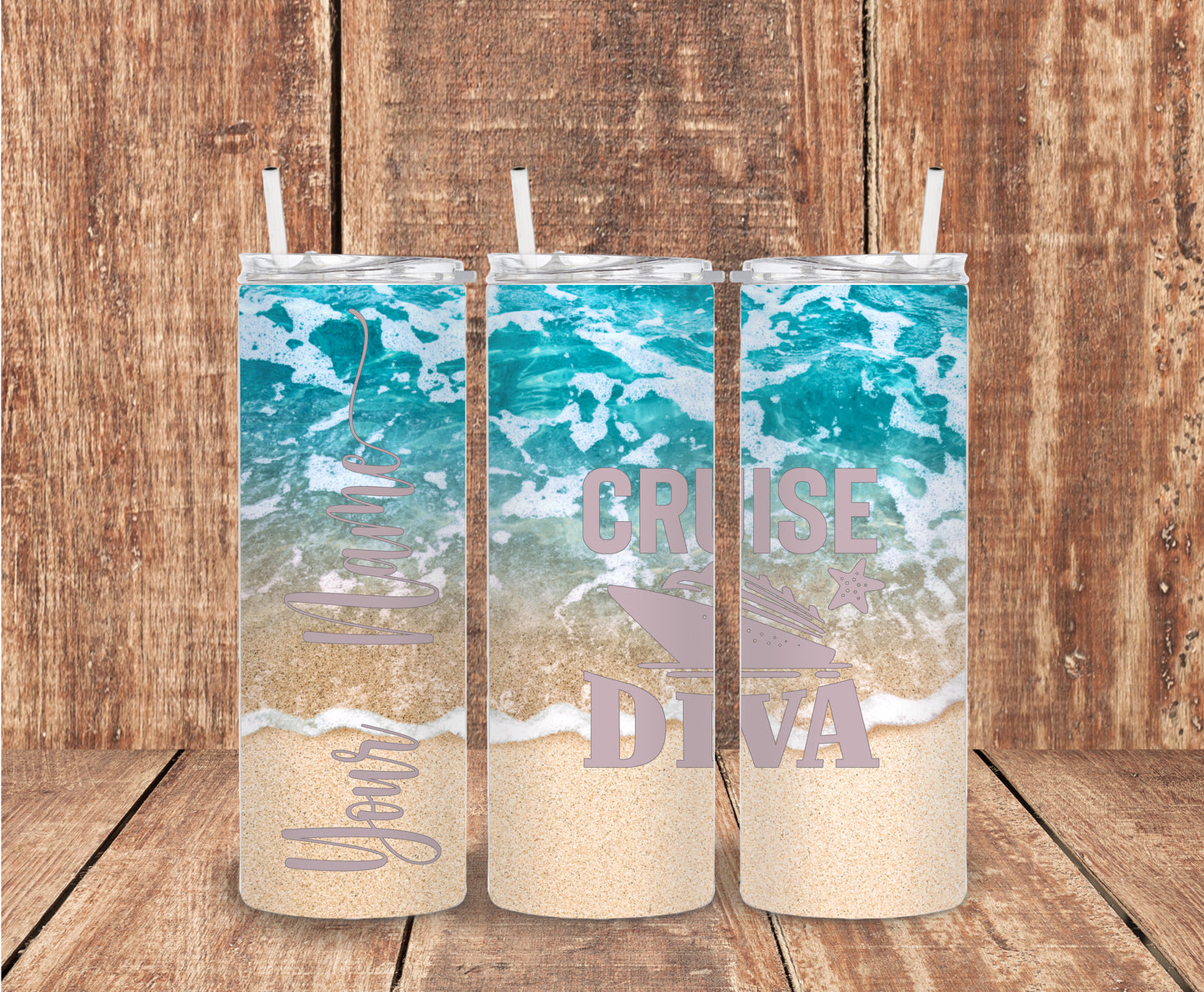 20 OZ Beach Custom Tumbler with Straw, CRUISE, Sublimation tumblers