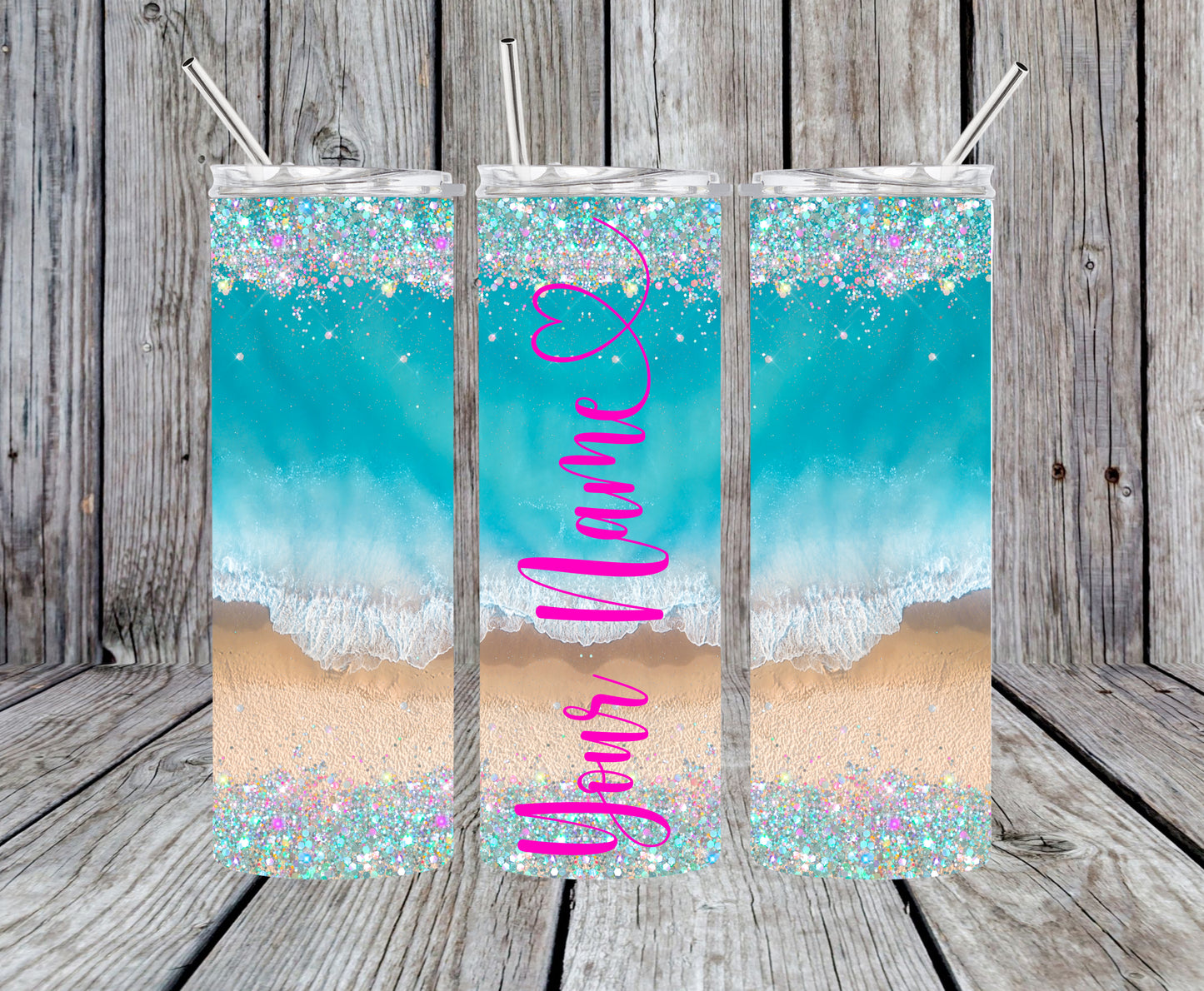 20 OZ Beach Custom Tumbler with Straw, CRUISE, Sublimation tumblers