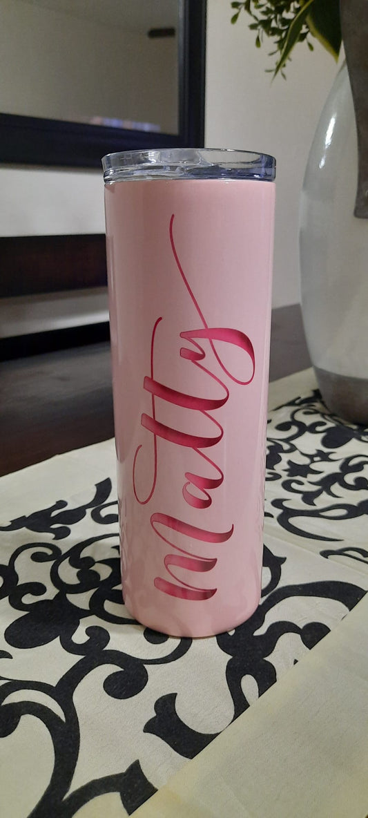 20 Oz Pink Tumbler personalize with a name