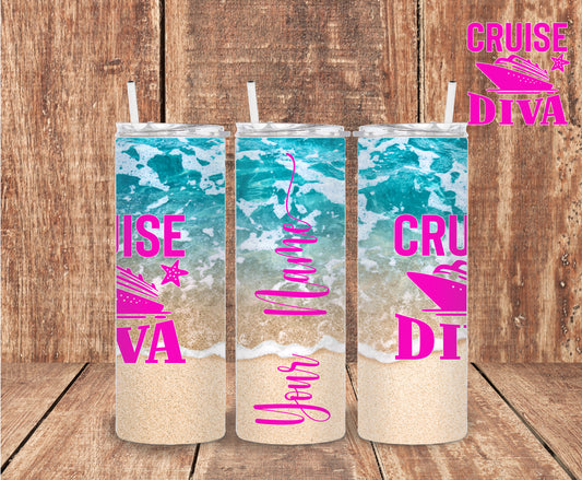 20 OZ Beach Custom Tumbler with Straw, CRUISE, Sublimation tumblers