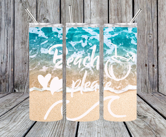 20 OZ Beach Please Custom Tumbler with Straw, CRUISE, Sublimation tumblers