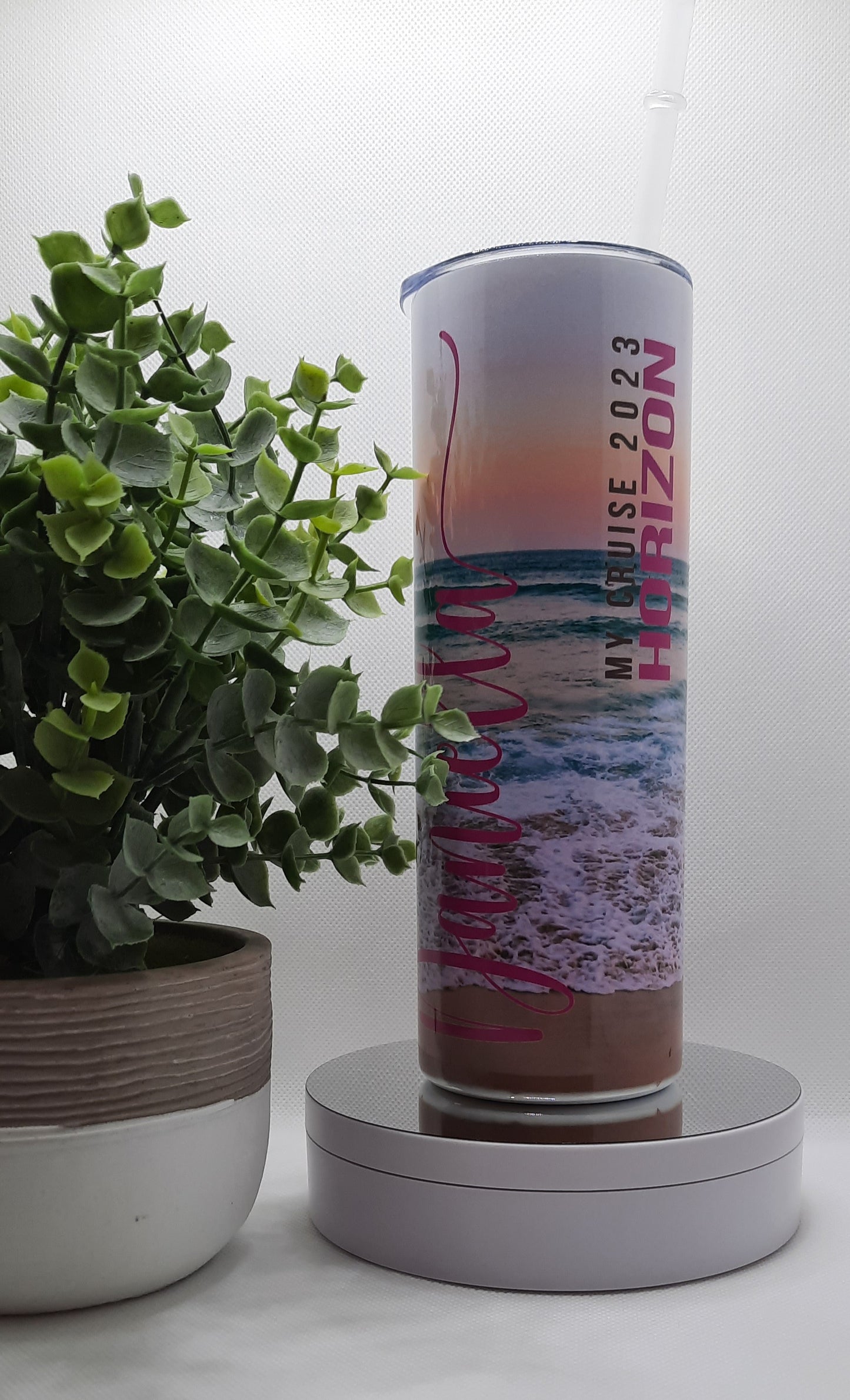 20 OZ Beach Custom Tumbler with Straw, CRUISE, Sublimation tumblers