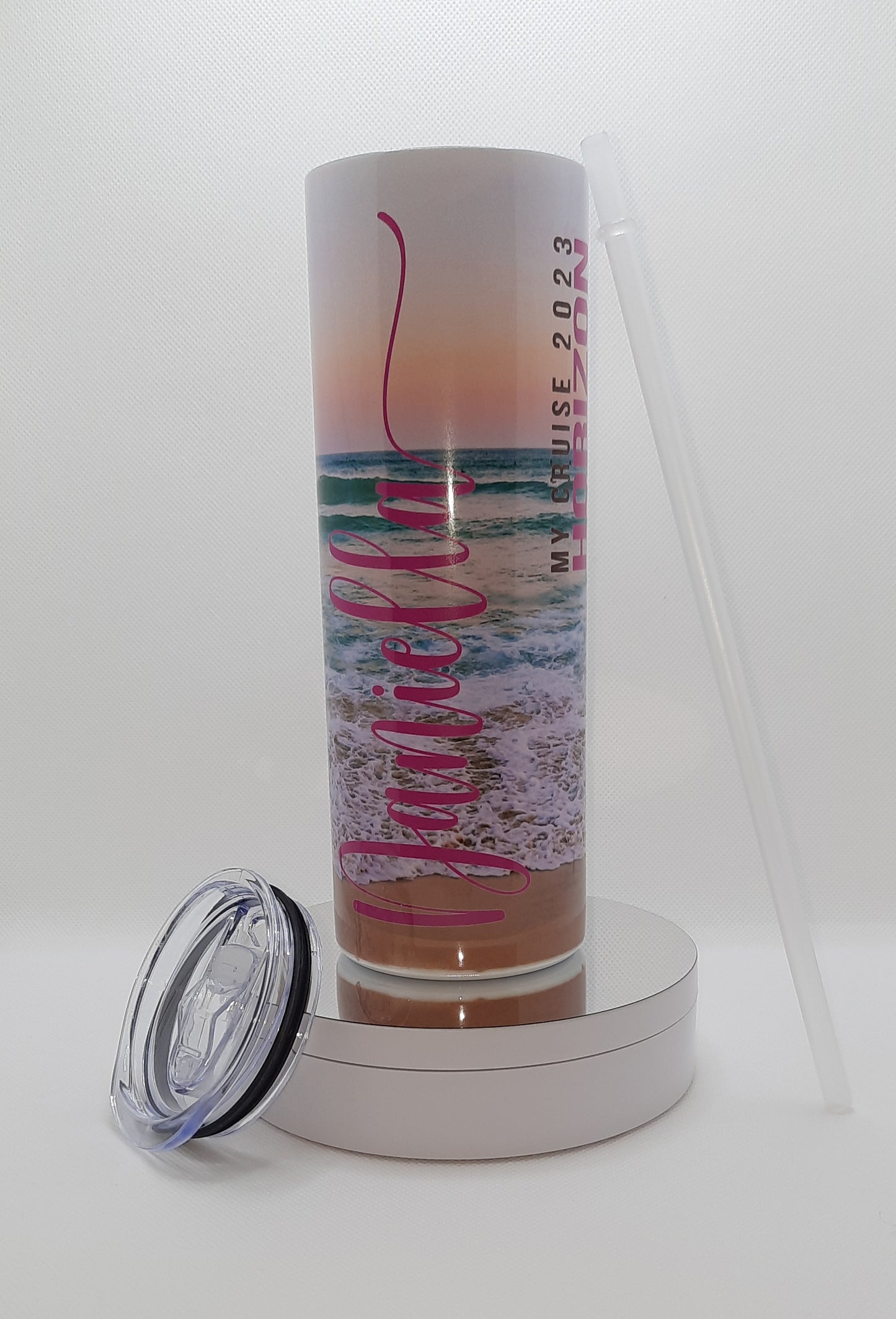 20 OZ Beach Custom Tumbler with Straw, CRUISE, Sublimation tumblers