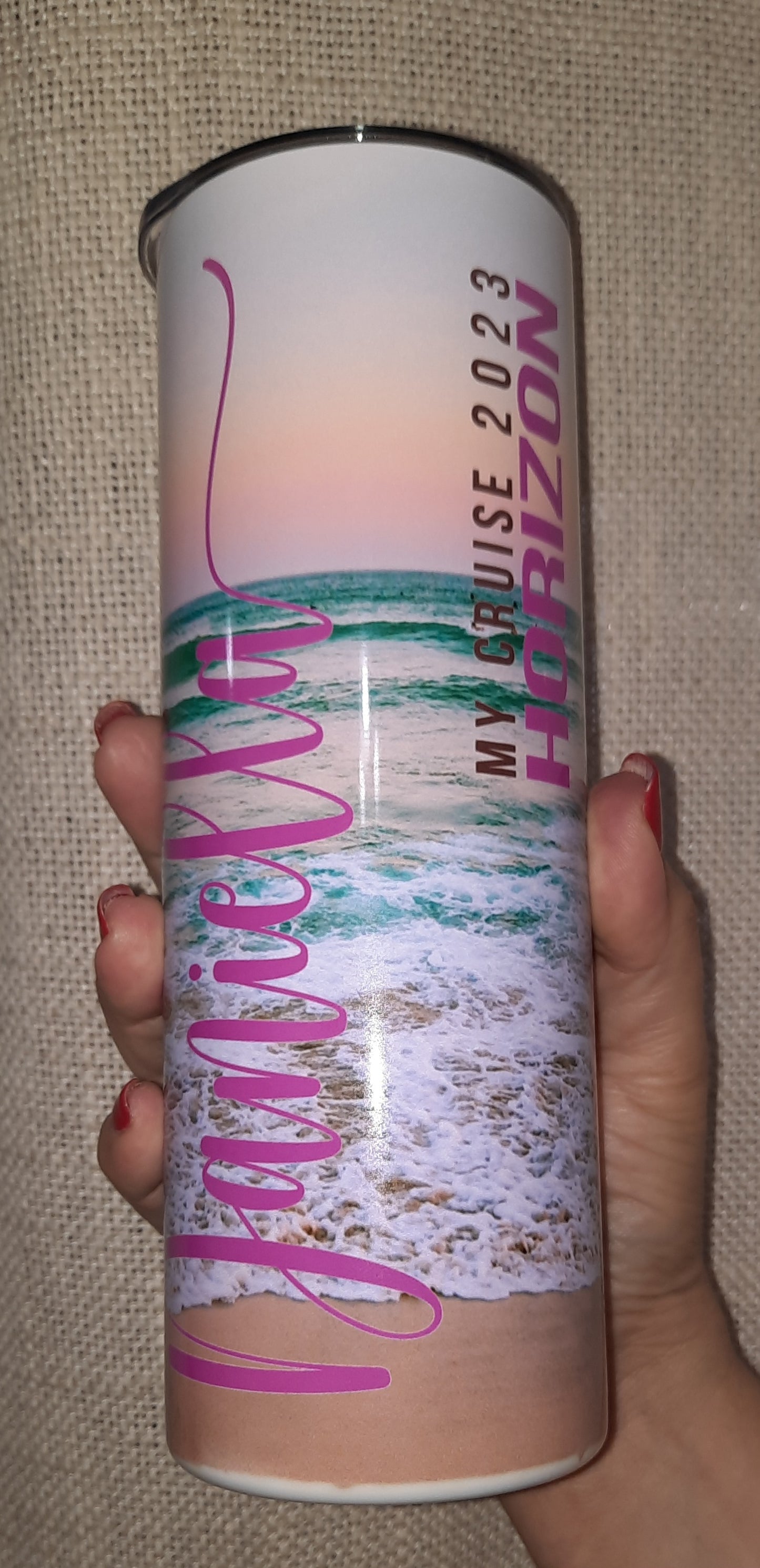 20 OZ Beach Custom Tumbler with Straw, CRUISE, Sublimation tumblers