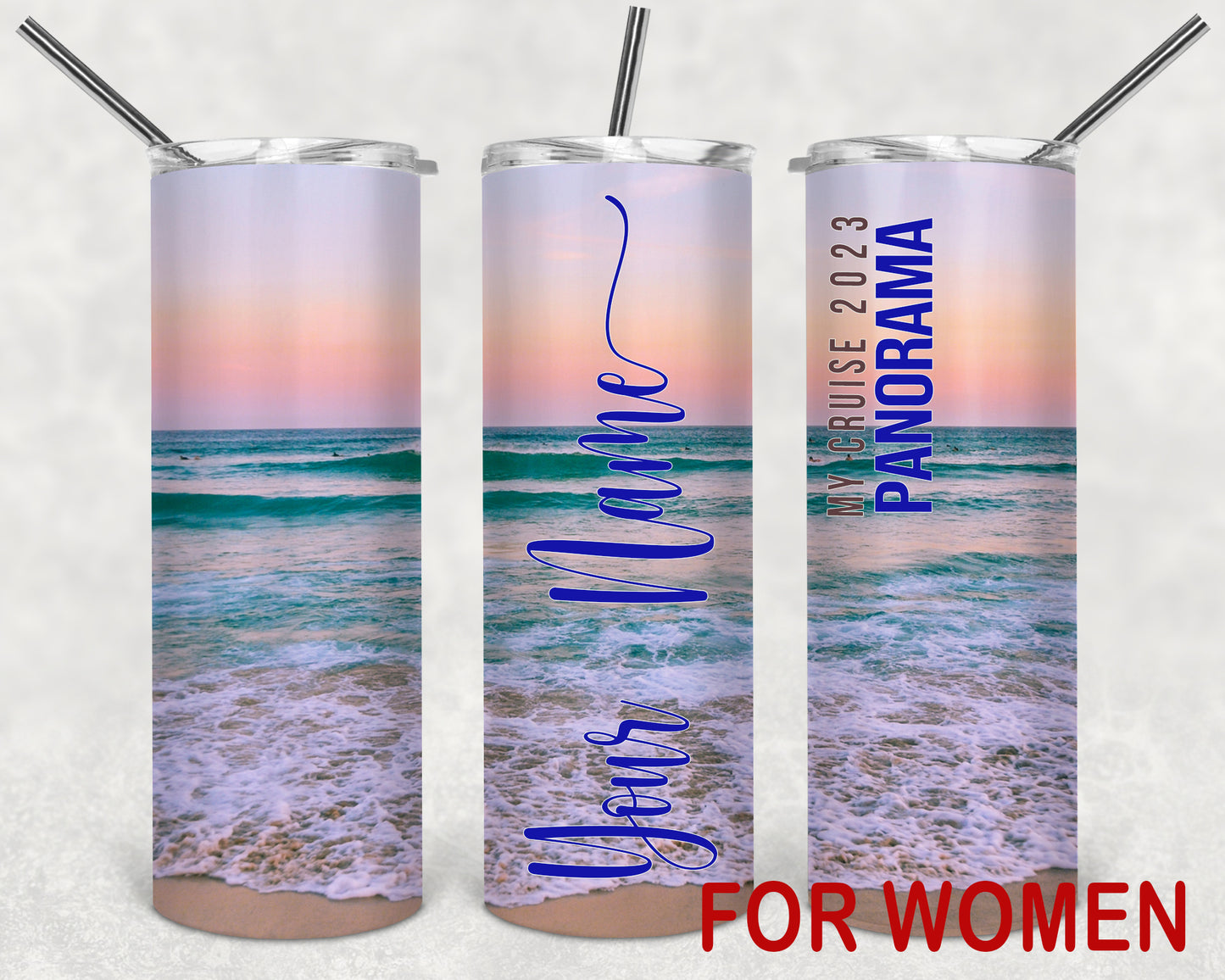 20 OZ Beach Custom Tumbler with Straw, CRUISE, Sublimation tumblers